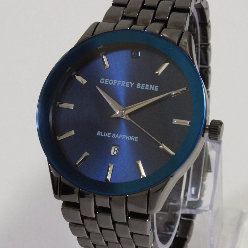Geoffrey Beene Men's Casual Watch Sapphire Blue Dial GunMetal Finish 42mm